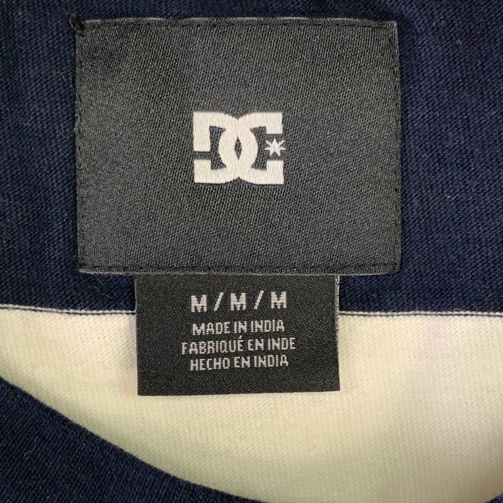 DC Shoes Kids Navy Blue White Striped Short Sleeve Pocket T-Shirt Skate Size 12 - Picture 9 of 12